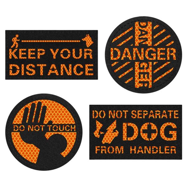 Hi-Vis Reflective Halloween Service Dog Patches for Harness Collar, Emotional Support / 1 Pair / Hi-Vis Green